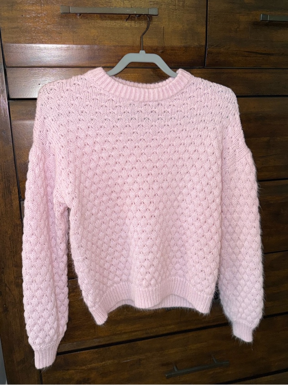 a new day Light Pink Cable Knit Crewneck Sweater